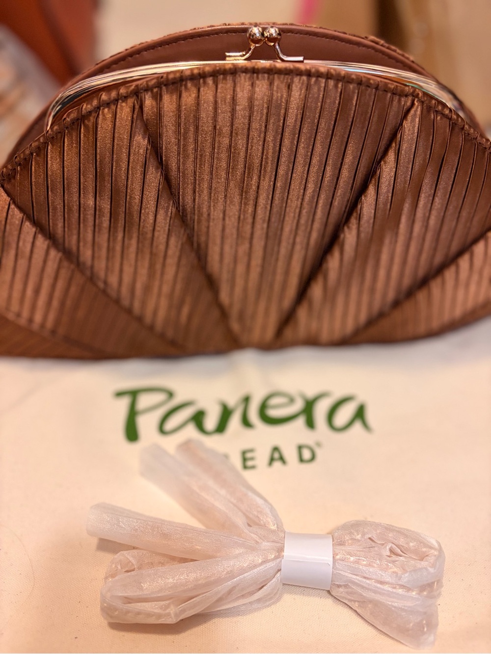 Panera Limited Edition ‘Croissant’  Clutch /shoulder bag with Kiss Lock.